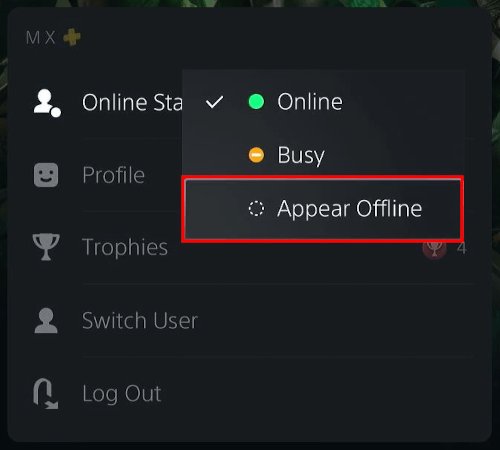 Appear offline on the PS5