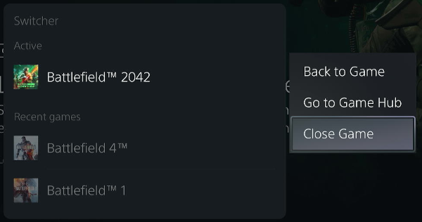 Close a game or app on the PS5