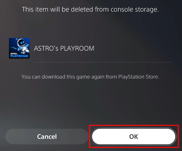 Delete a game or app on the PS5