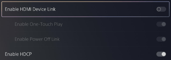 Disable HDMI Device Link on the PS5