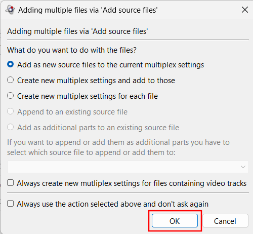 MKVToolNix Adding multiple files options