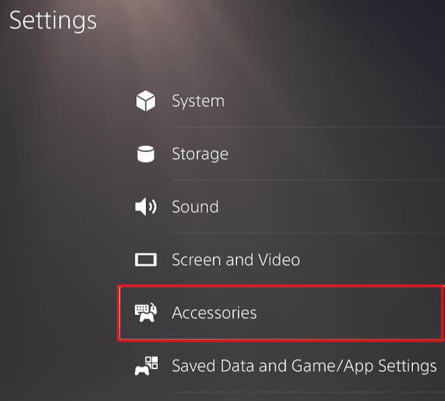 PS5 Accessories settings